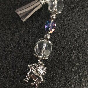 Aries Keychain with Crystal Beads & Zodiac Charm